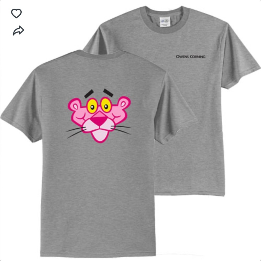 NEW Owens Corning Gray Pink Panther T-Shirt Size Large